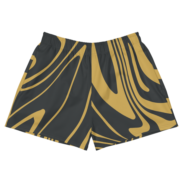 Women’s Gold Suminagashi Recycled Athletic Shorts