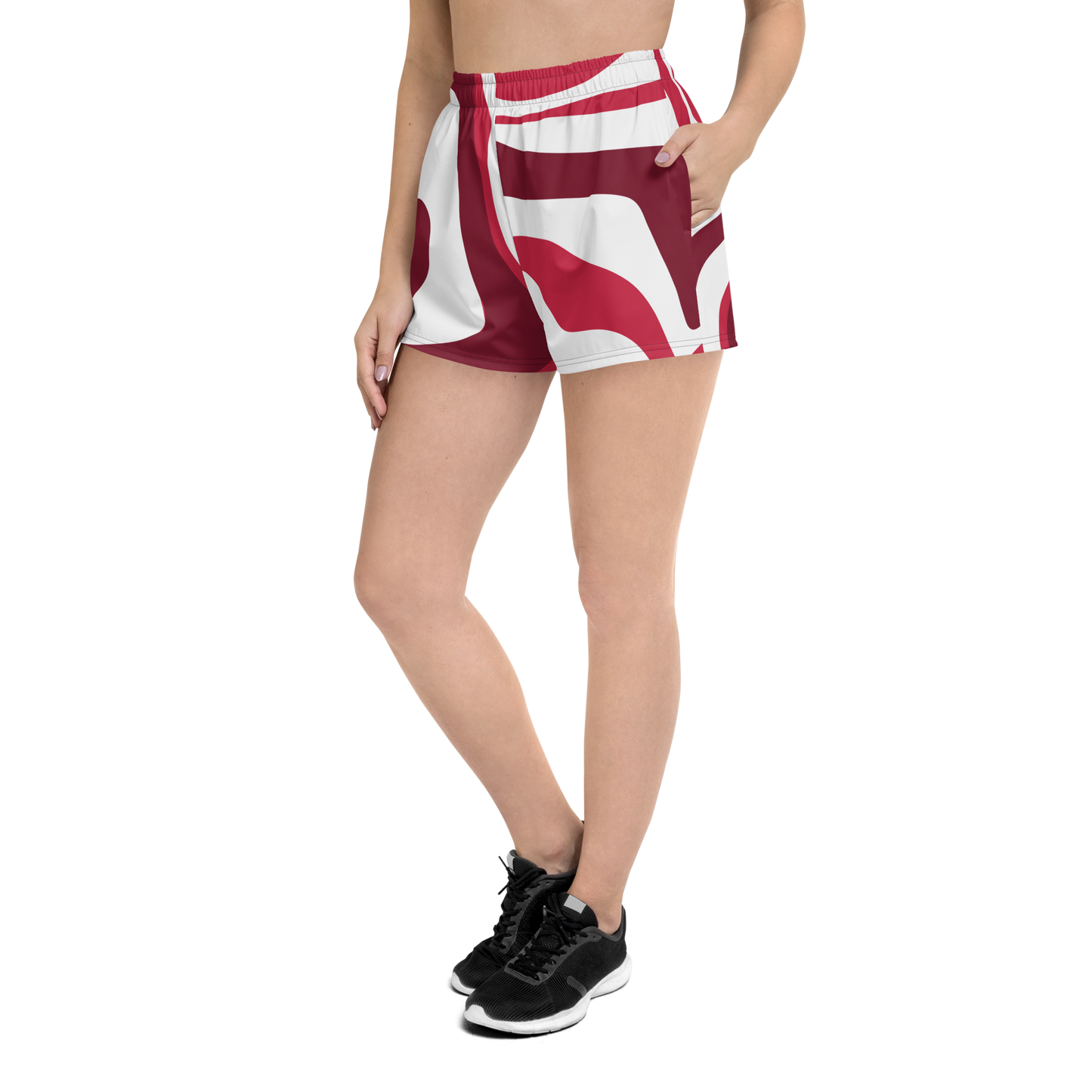 Women’s Red Suminagashi Recycled Athletic Shorts - Oni Threads