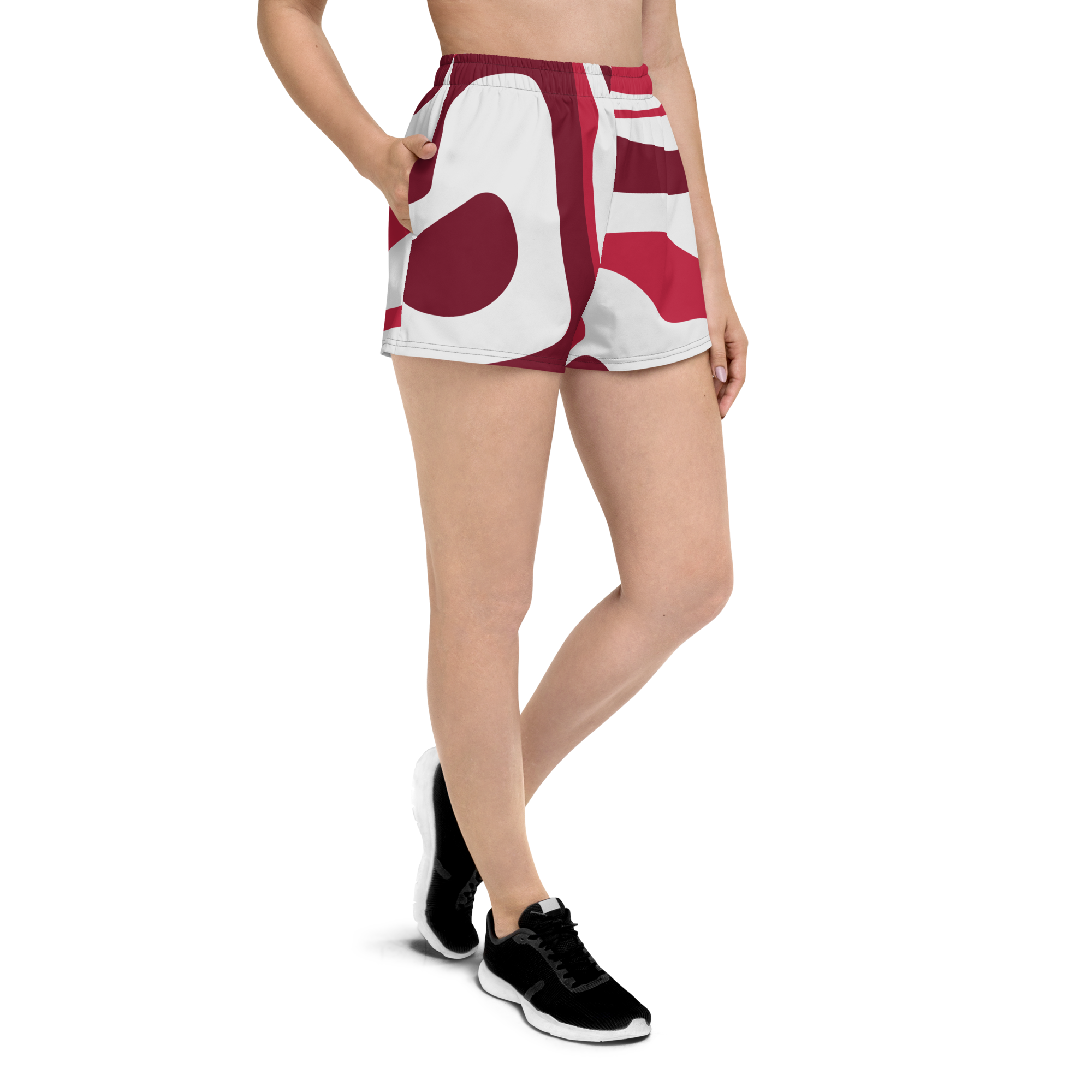 Women’s Red Suminagashi Recycled Athletic Shorts