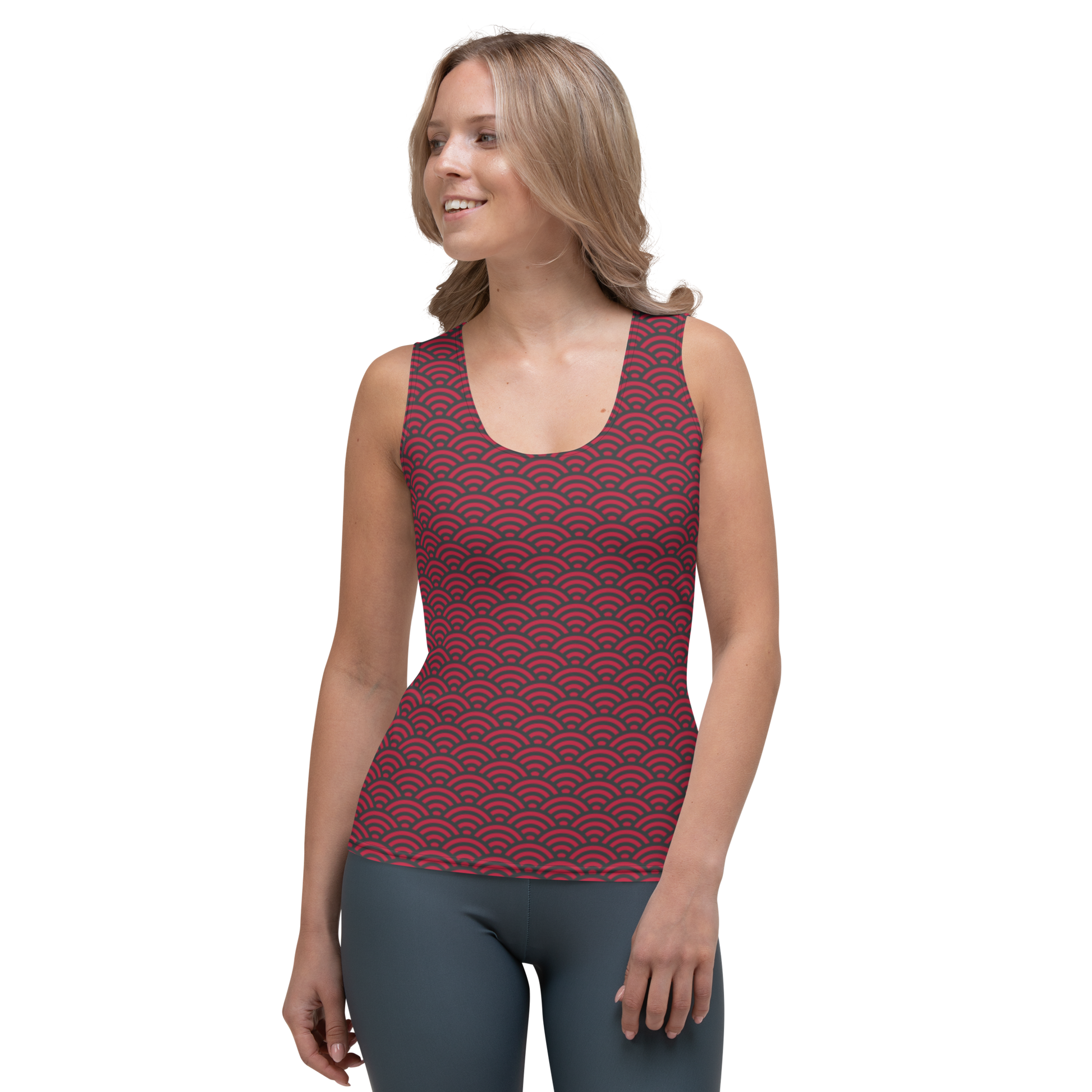 Red Seigaiha Women's Tank Top - Oni Threads