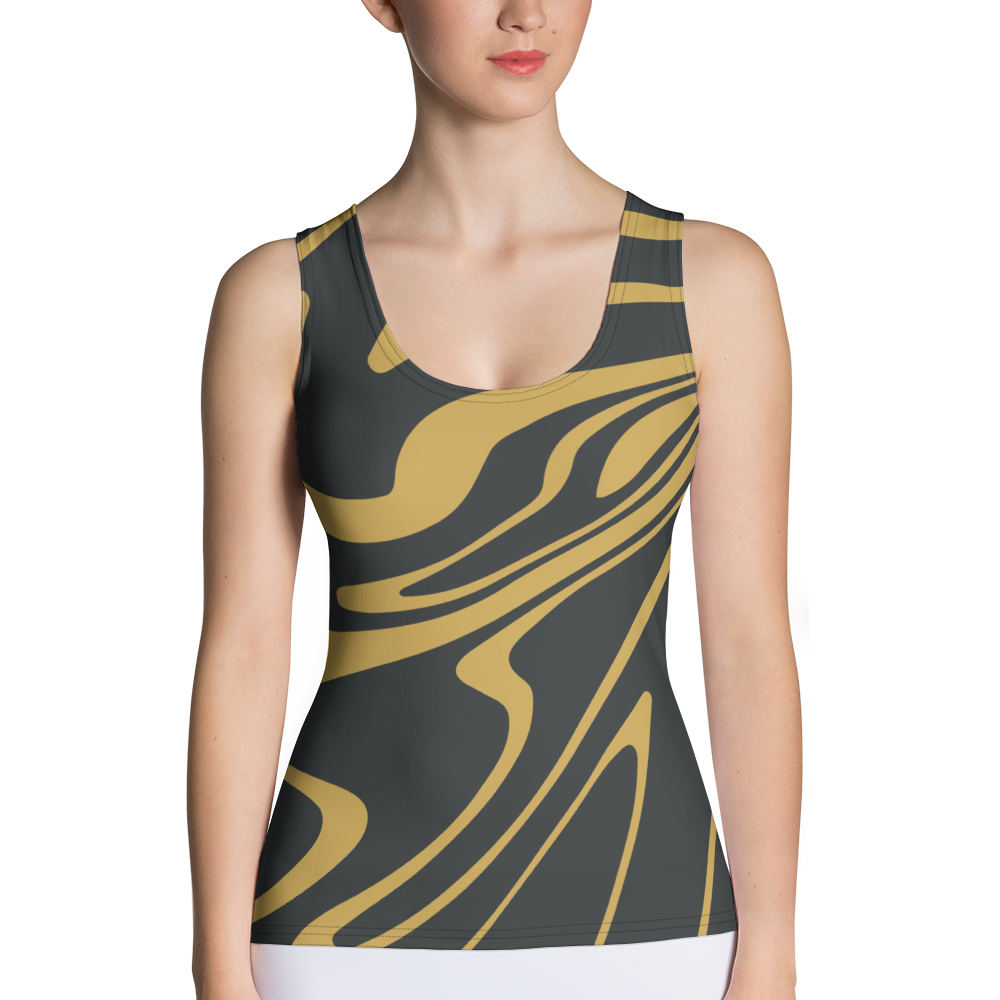 Gold Suminagashi Tank Top - Oni Threads