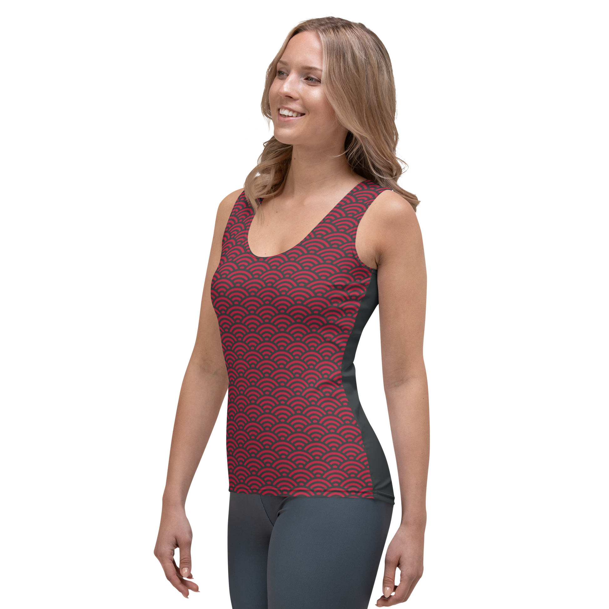 Red Seigaiha Women's Tank Top - Oni Threads