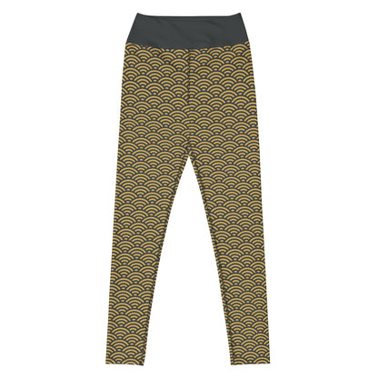 Gold Seigaiha Yoga Leggings - Oni Threads