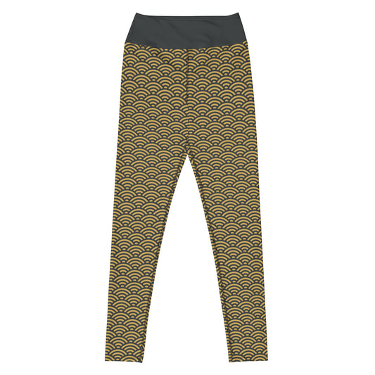 Gold Seigaiha Yoga Leggings - Oni Threads