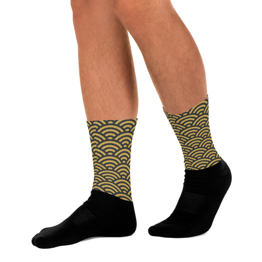 Gold Seigaiha Socks - Oni Threads