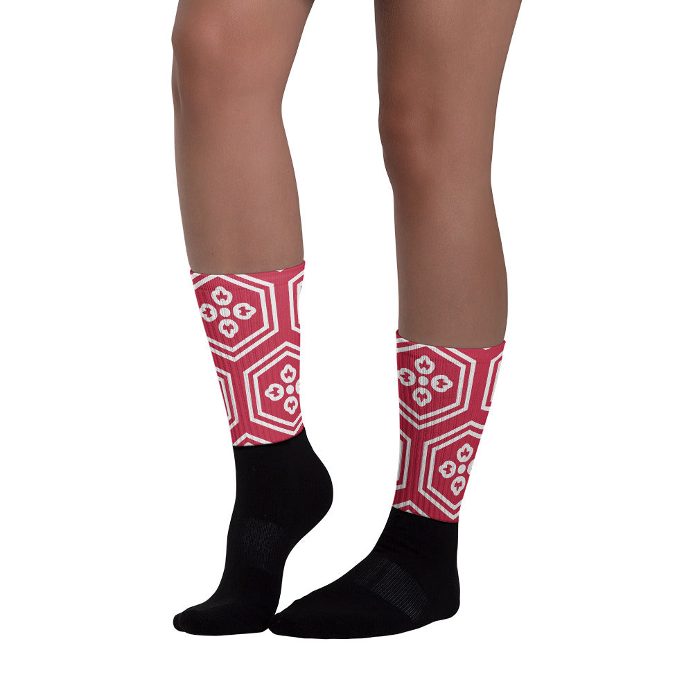 Red Kikkou Socks - Oni Threads