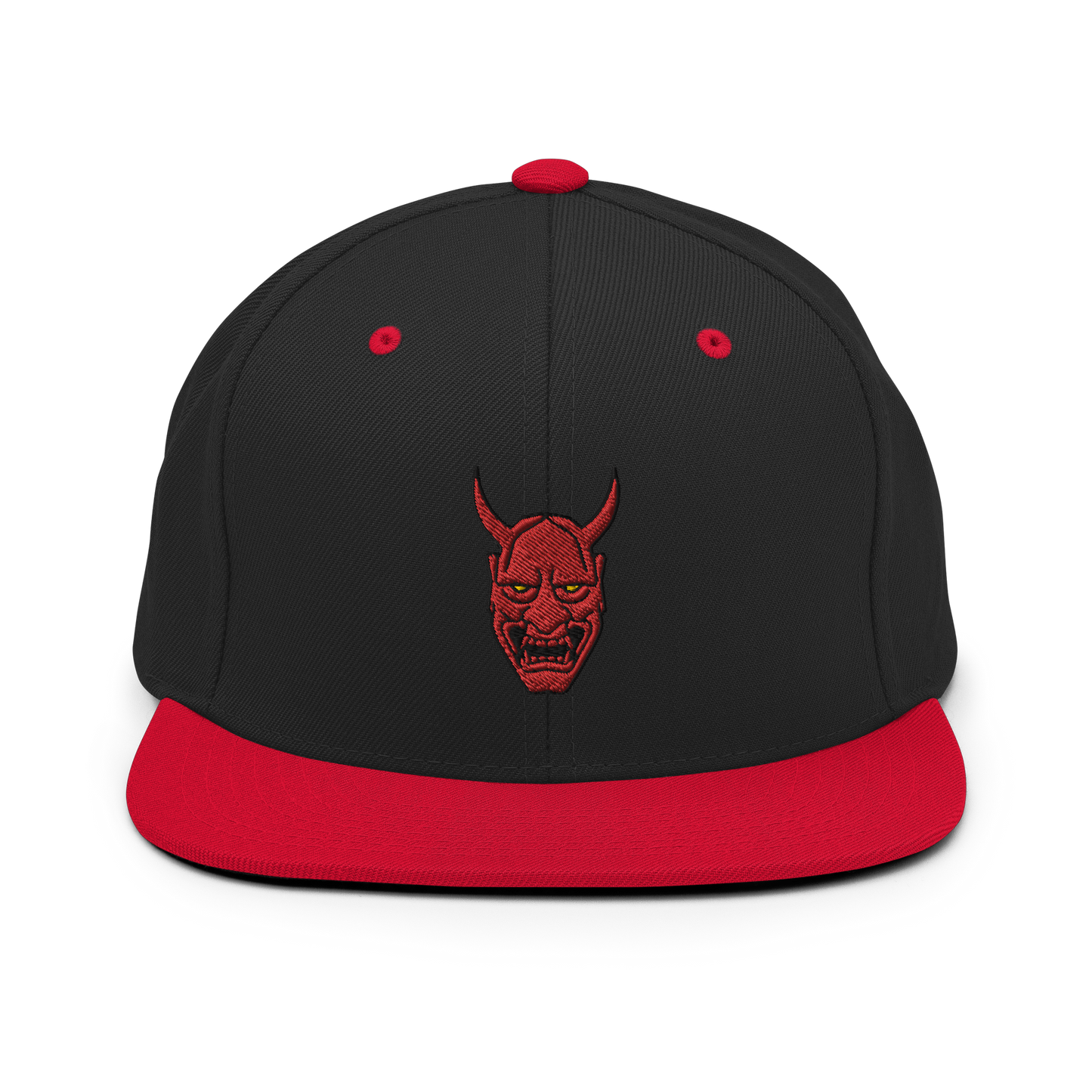 Japanese Demon Oni Mask Full Color Snapback Hat - Oni Threads