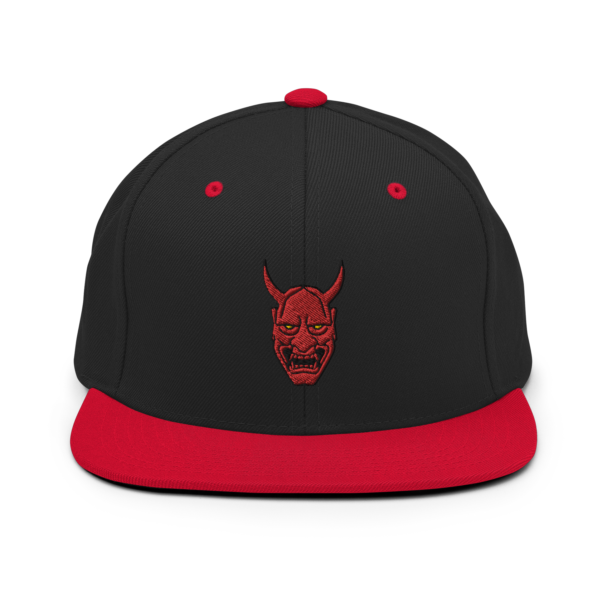 Japanese Demon Oni Mask Full Color Snapback Hat - Oni Threads