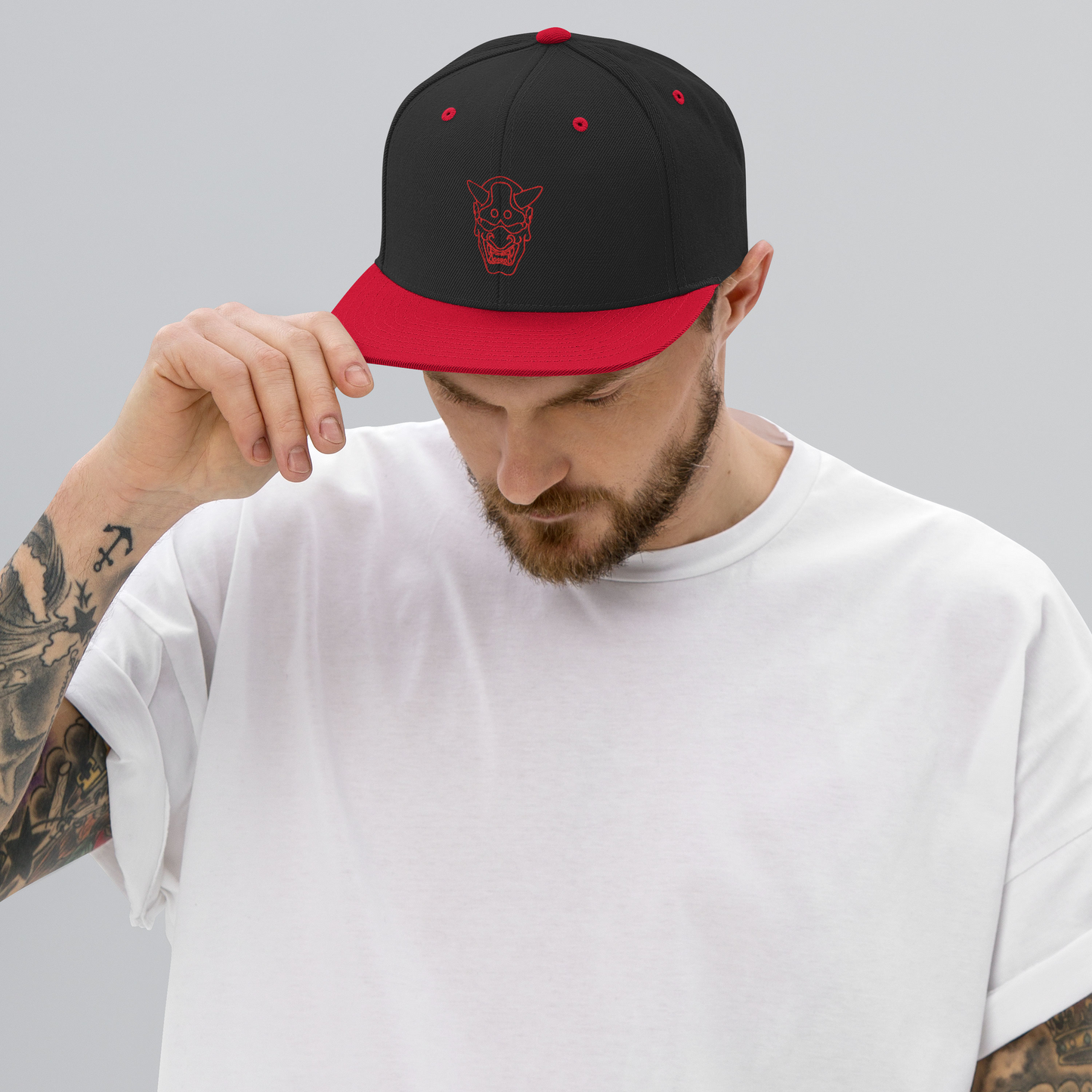 Japanese Demon Oni Mask Snapback Hat - Oni Threads