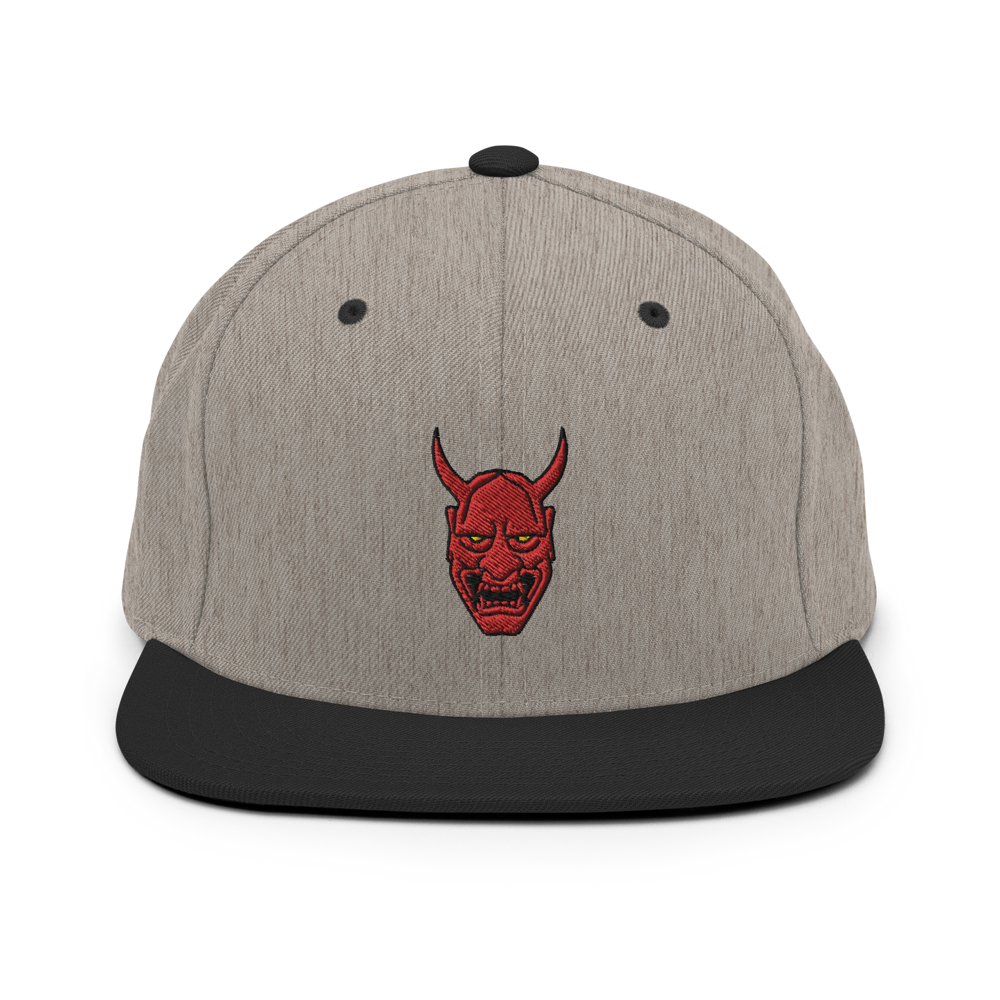 Japanese Demon Oni Mask Full Color Snapback Hat - Oni Threads