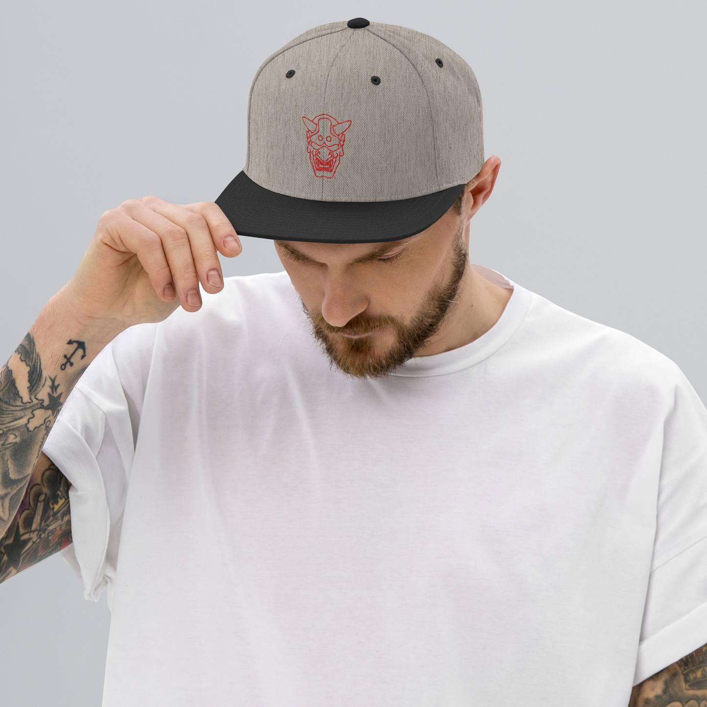 Japanese Demon Oni Mask Snapback Hat - Oni Threads