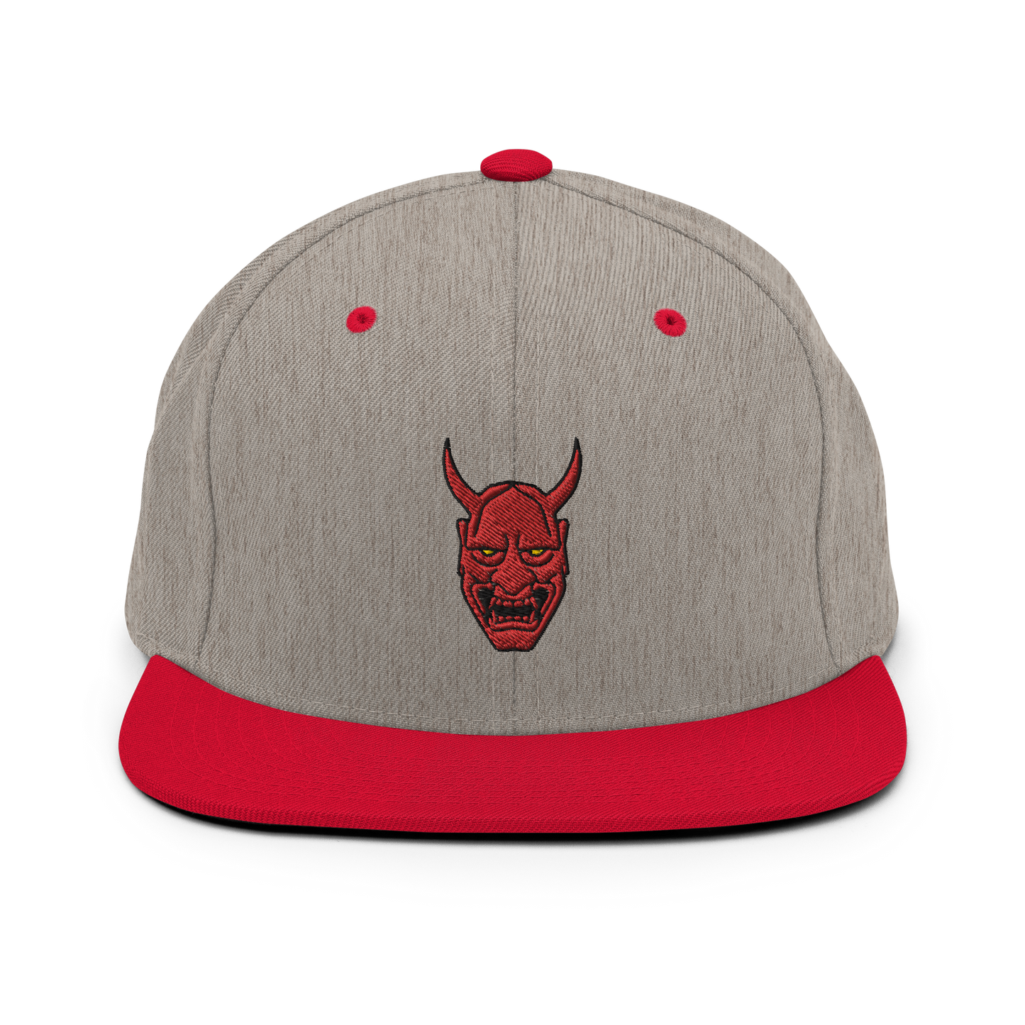 Japanese Demon Oni Mask Full Color Snapback Hat - Oni Threads