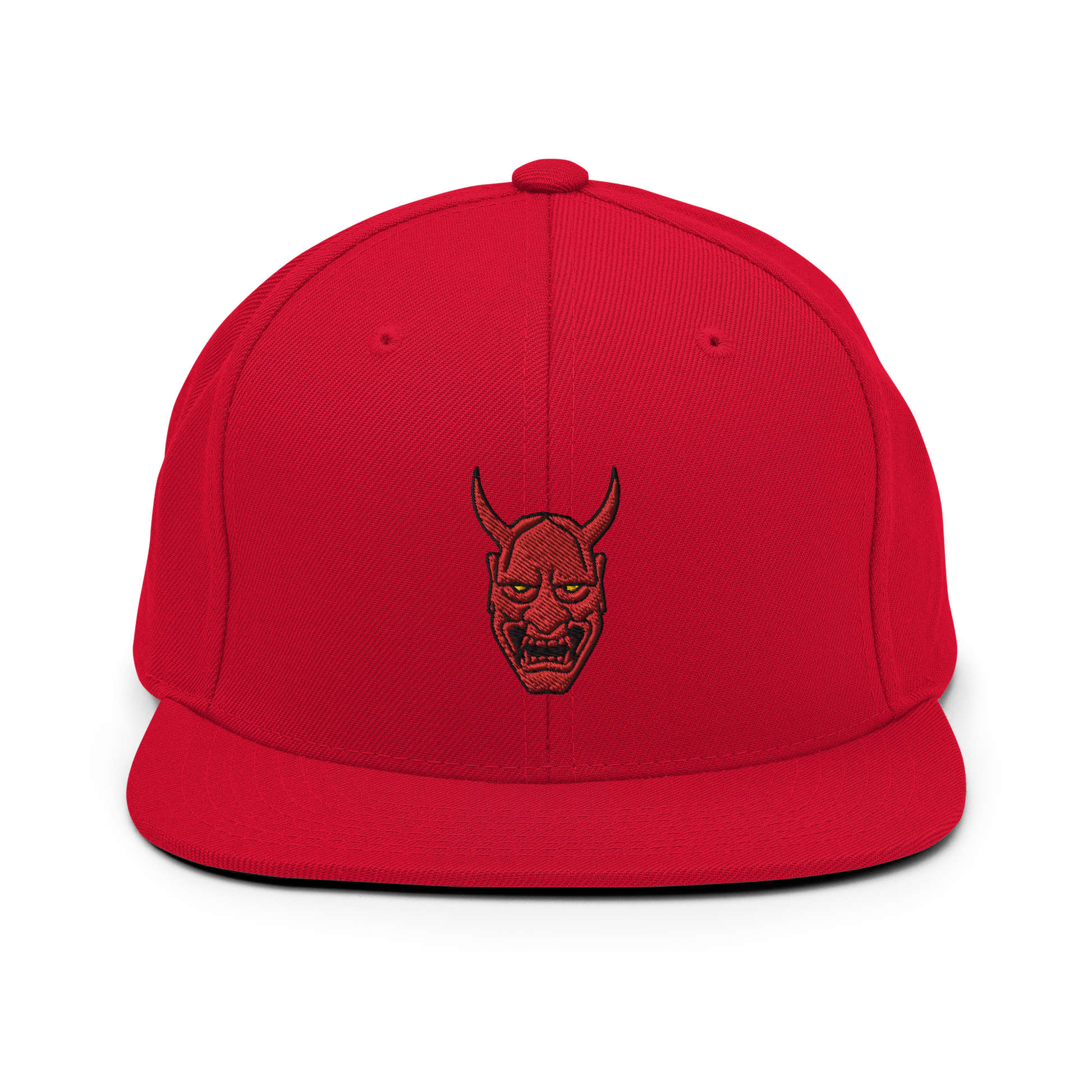 Japanese Demon Oni Mask Full Color Snapback Hat - Oni Threads