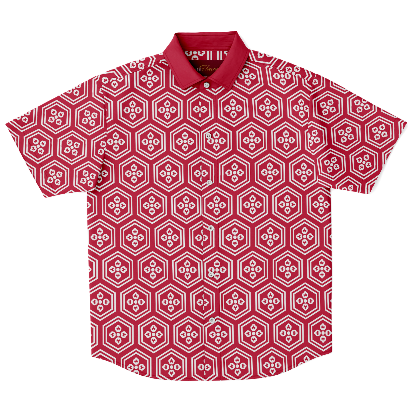 Red Kikkou Button Down - Oni Threads