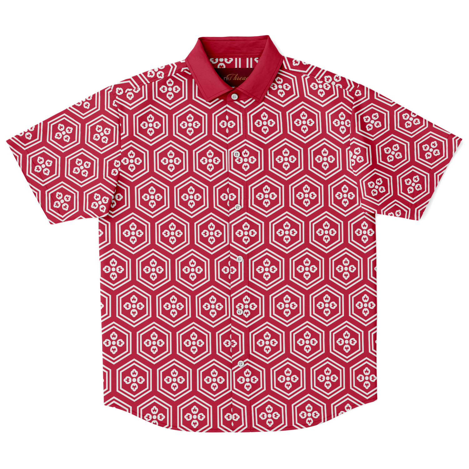 Red Kikkou Button Down - Oni Threads