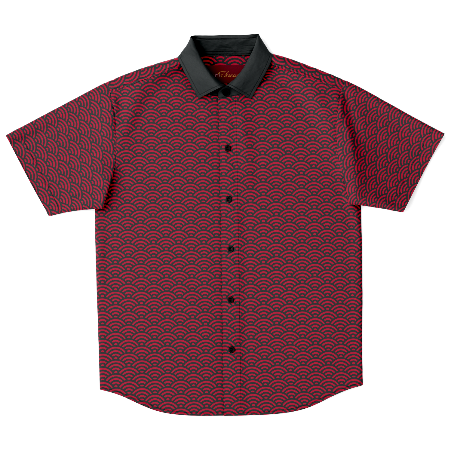 Red Gold Seigaiha Button Down - Oni Threads