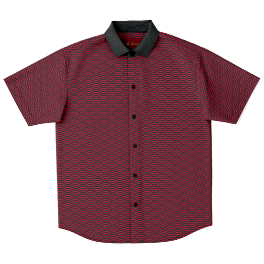 Red Gold Seigaiha Button Down - Oni Threads