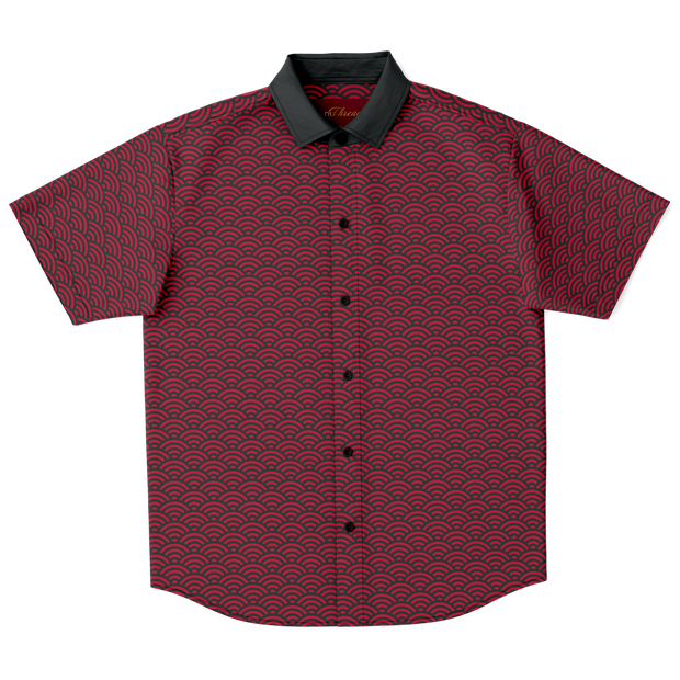 Red Gold Seigaiha Button Down