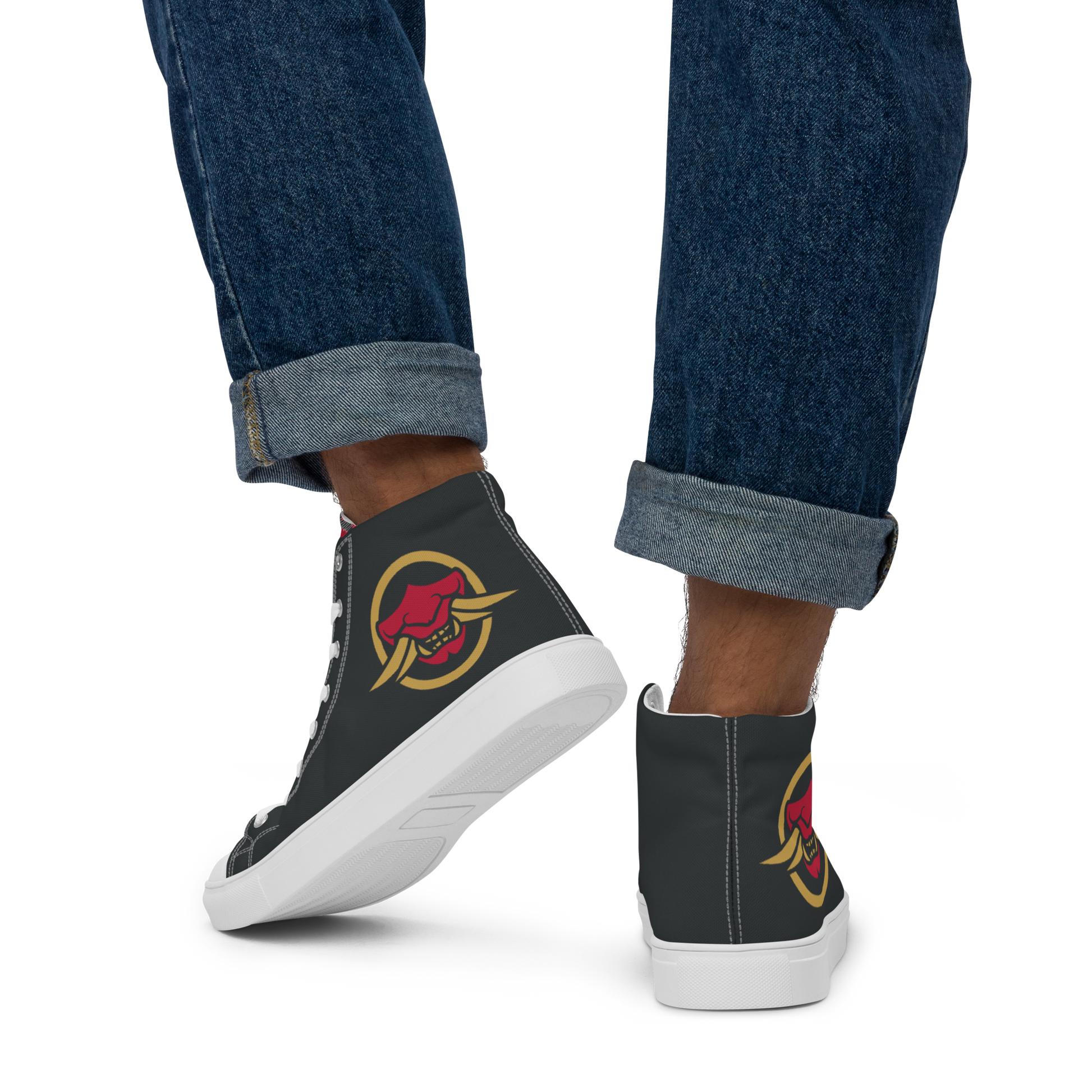 Red Seigaiha Orochi Men’s high top canvas shoes - Oni Threads