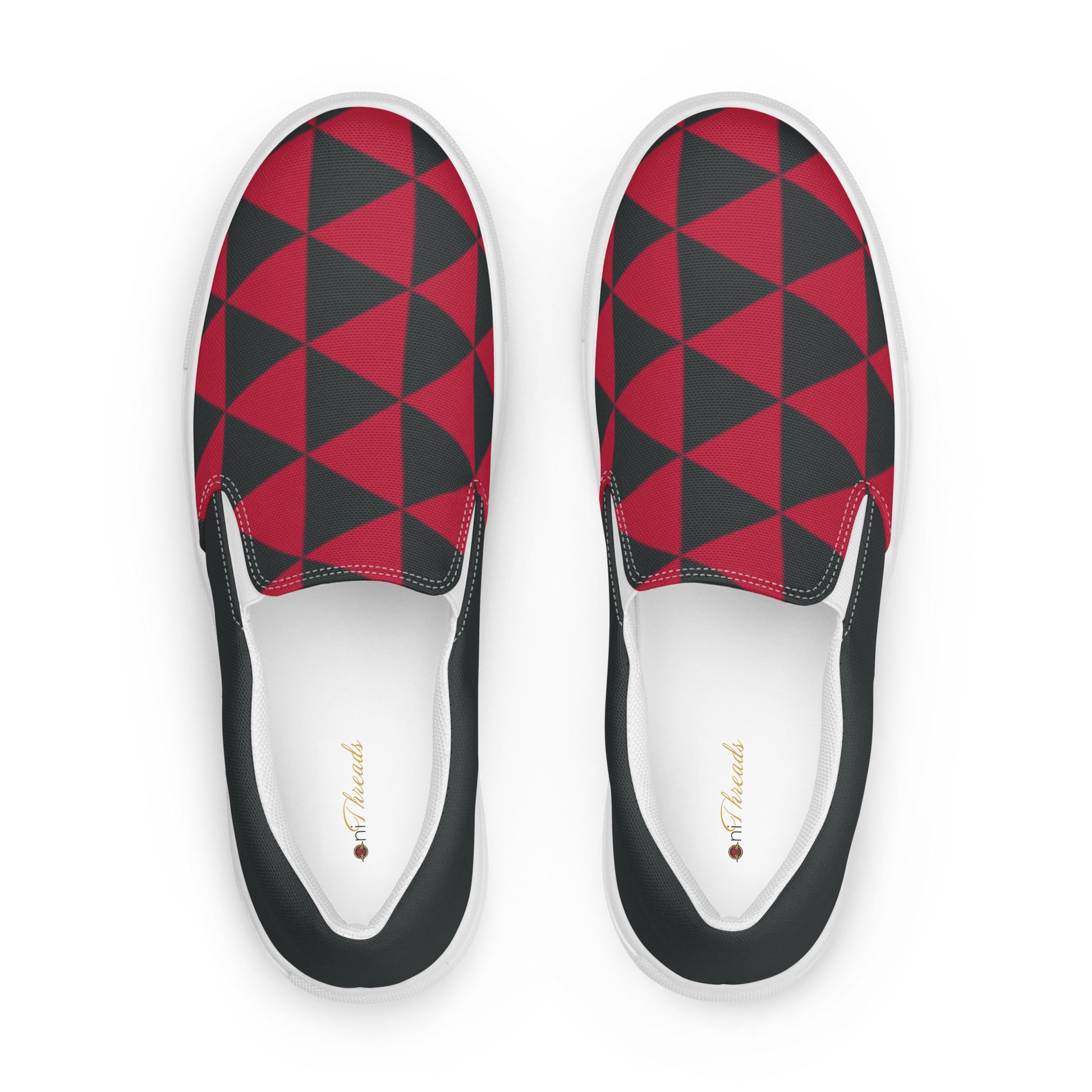 Red Uroko Men’s slip-on canvas shoes - Oni Threads