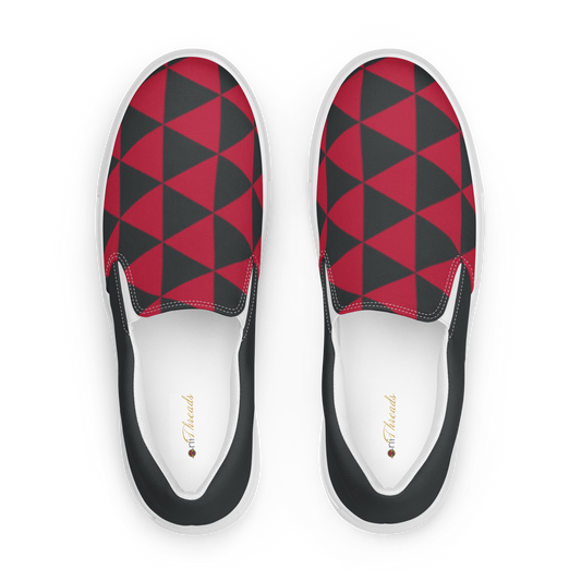 Red Uroko Men’s slip-on canvas shoes - Oni Threads