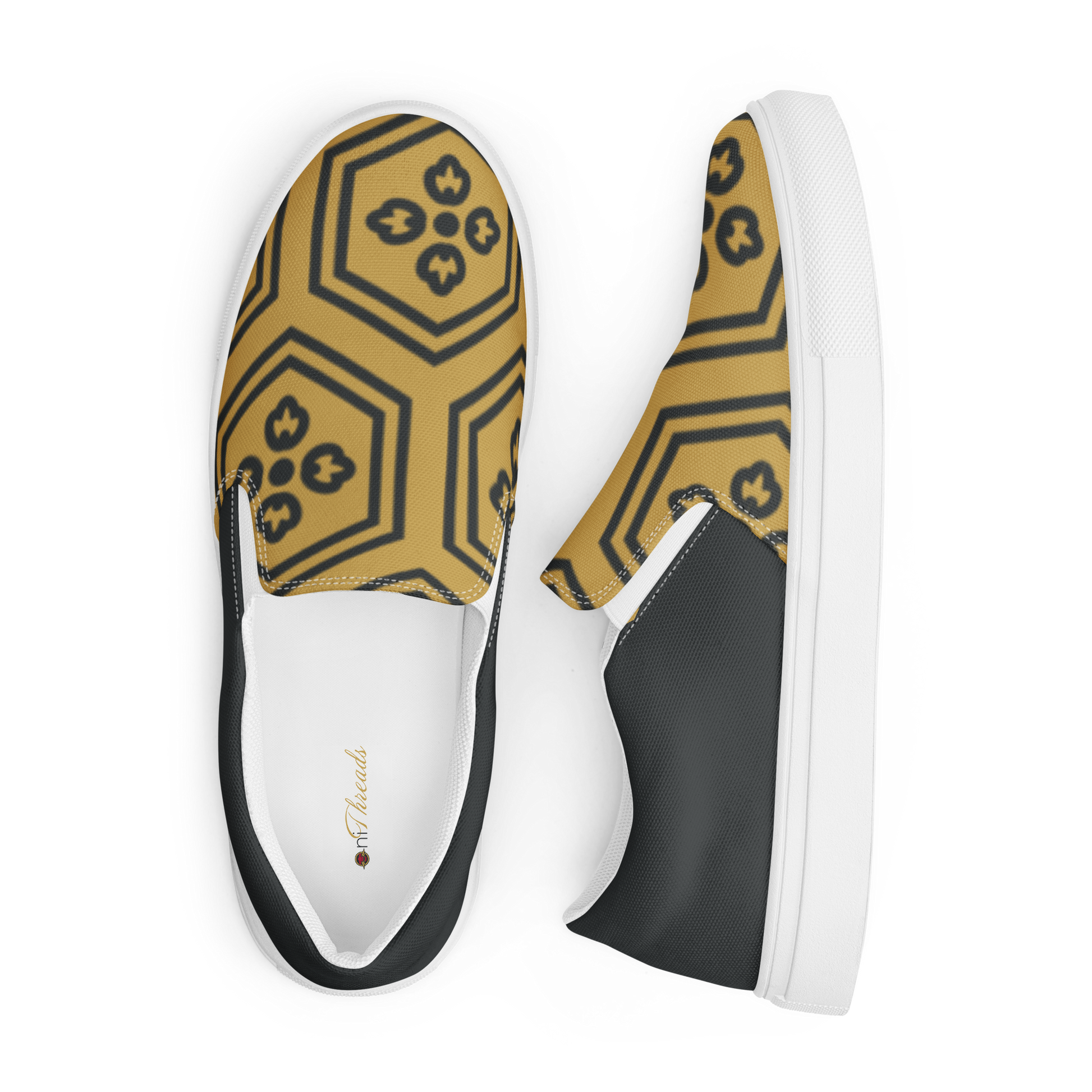 Gold Kikkou Men’s slip-on canvas shoes - Oni Threads