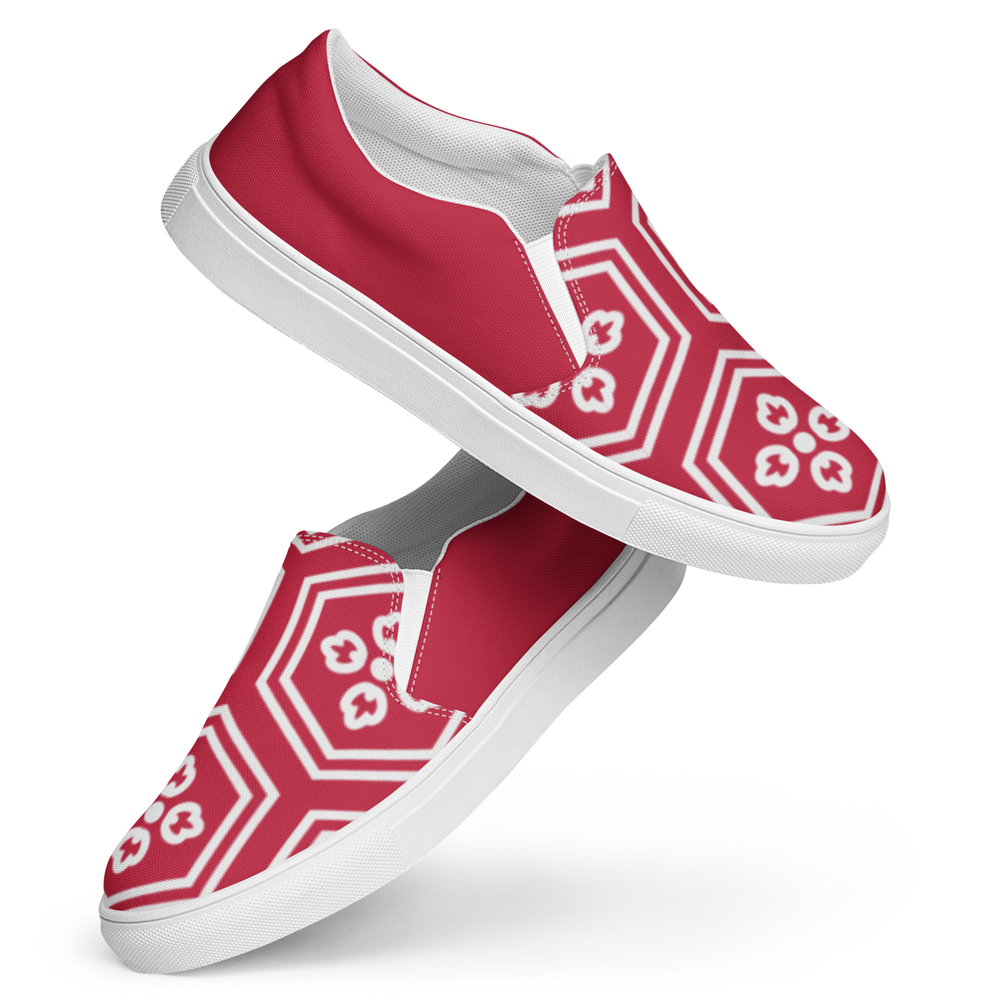 Red Kikkou Men’s slip-on canvas shoes - Oni Threads