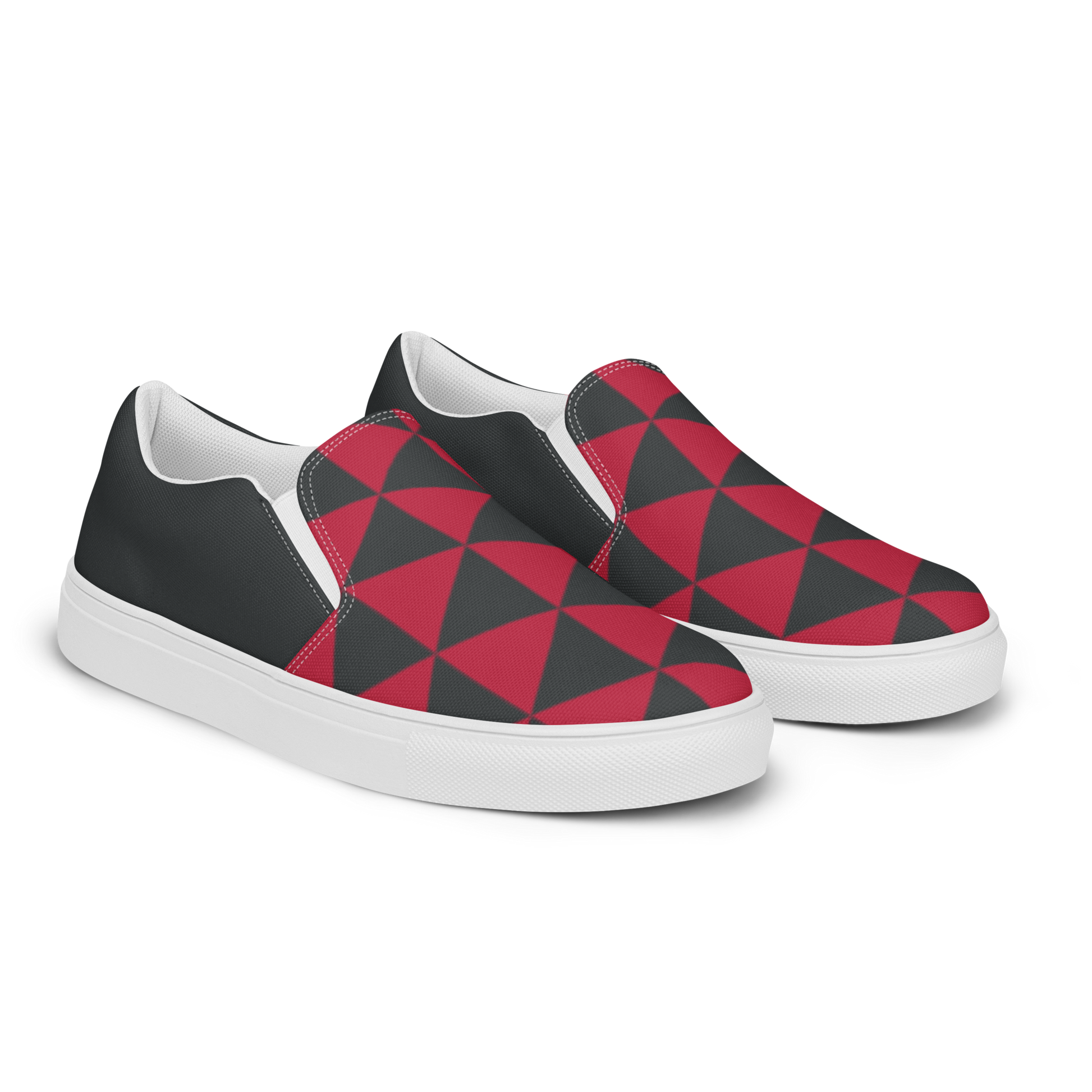 Red Uroko Men’s slip-on canvas shoes - Oni Threads