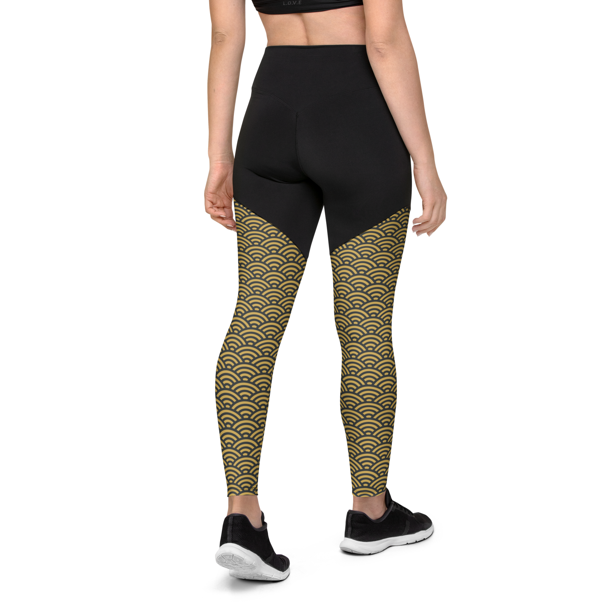 Gold Seigaiha Sports Leggings - Oni Threads