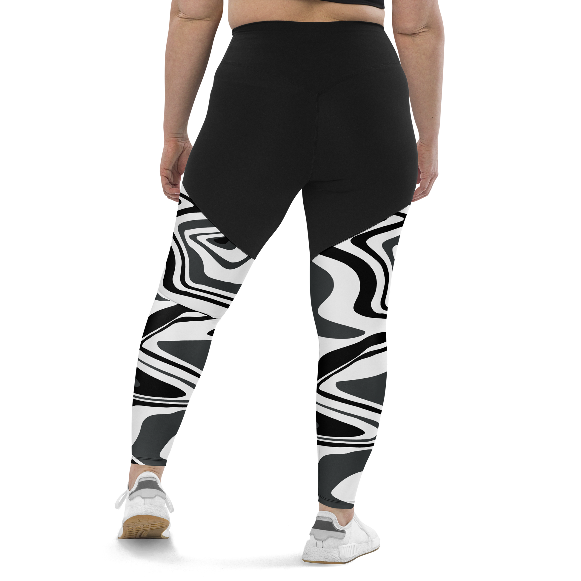 Charcoal Suminagashi Sports Leggings - Oni Threads