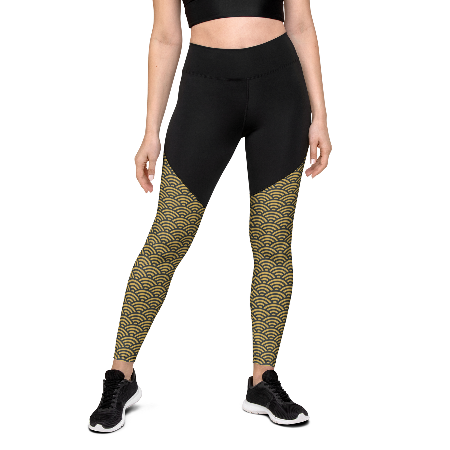 Gold Seigaiha Sports Leggings - Oni Threads