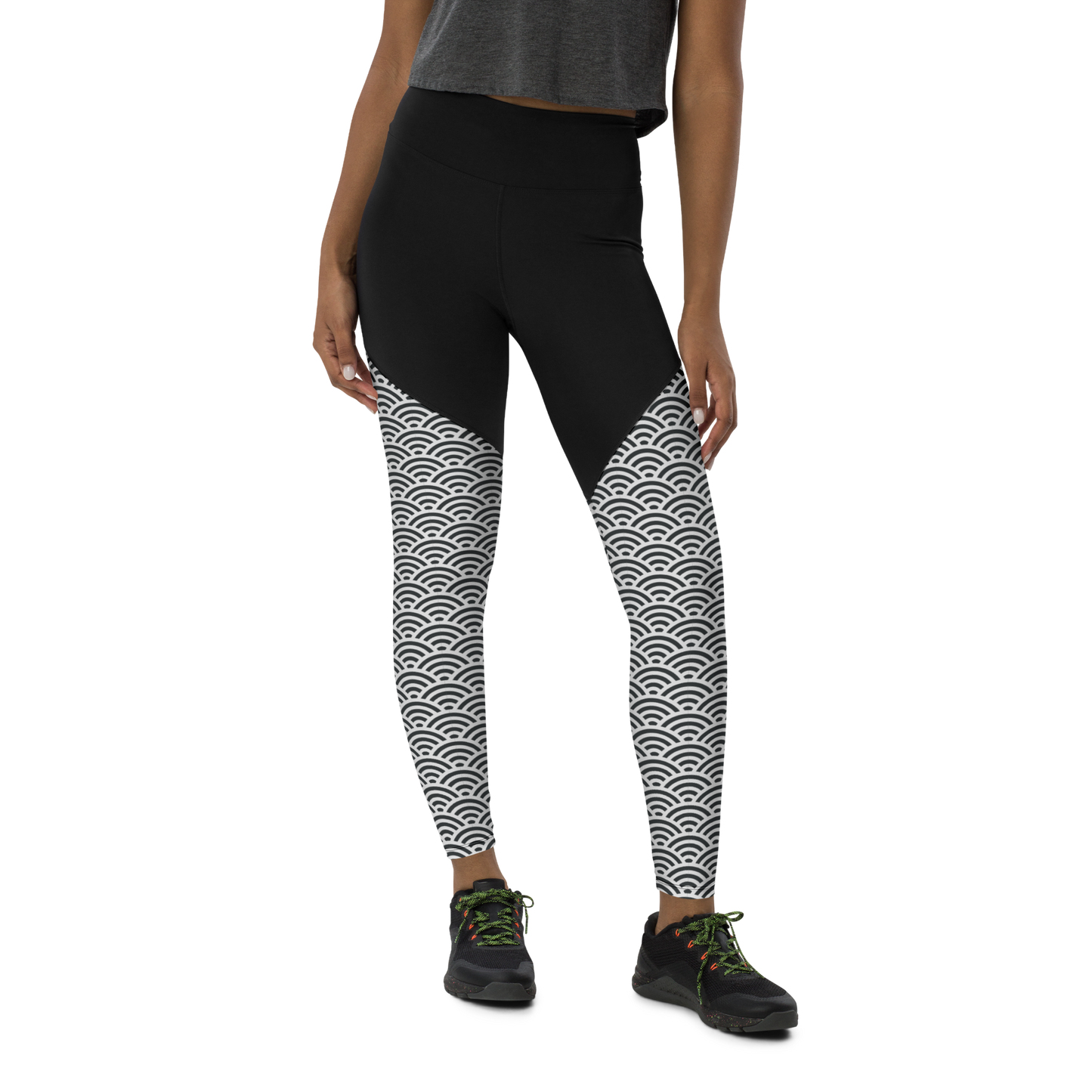 White Seigaiha Sports Leggings - Oni Threads