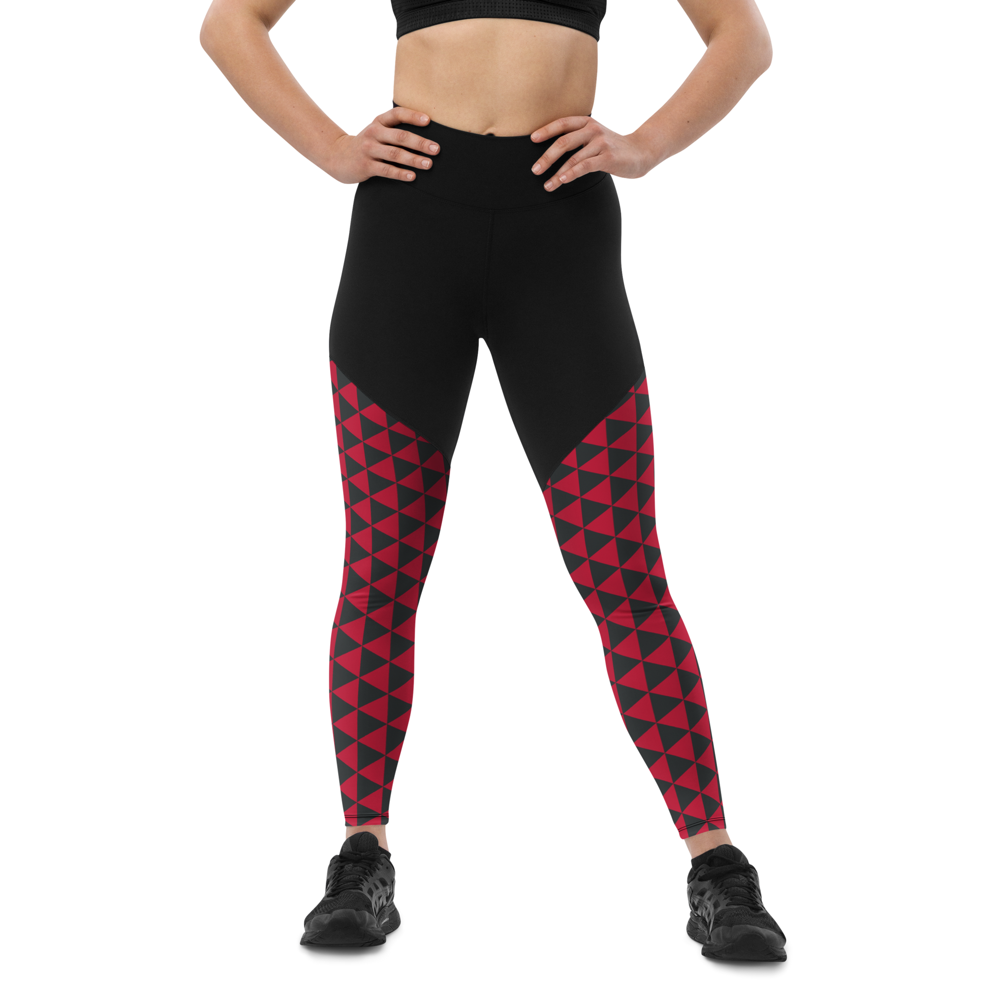 Red Uroko Sports Leggings - Oni Threads