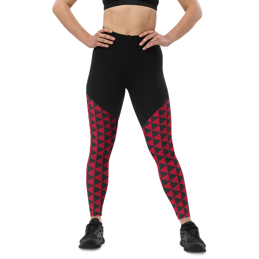 Red Uroko Sports Leggings - Oni Threads