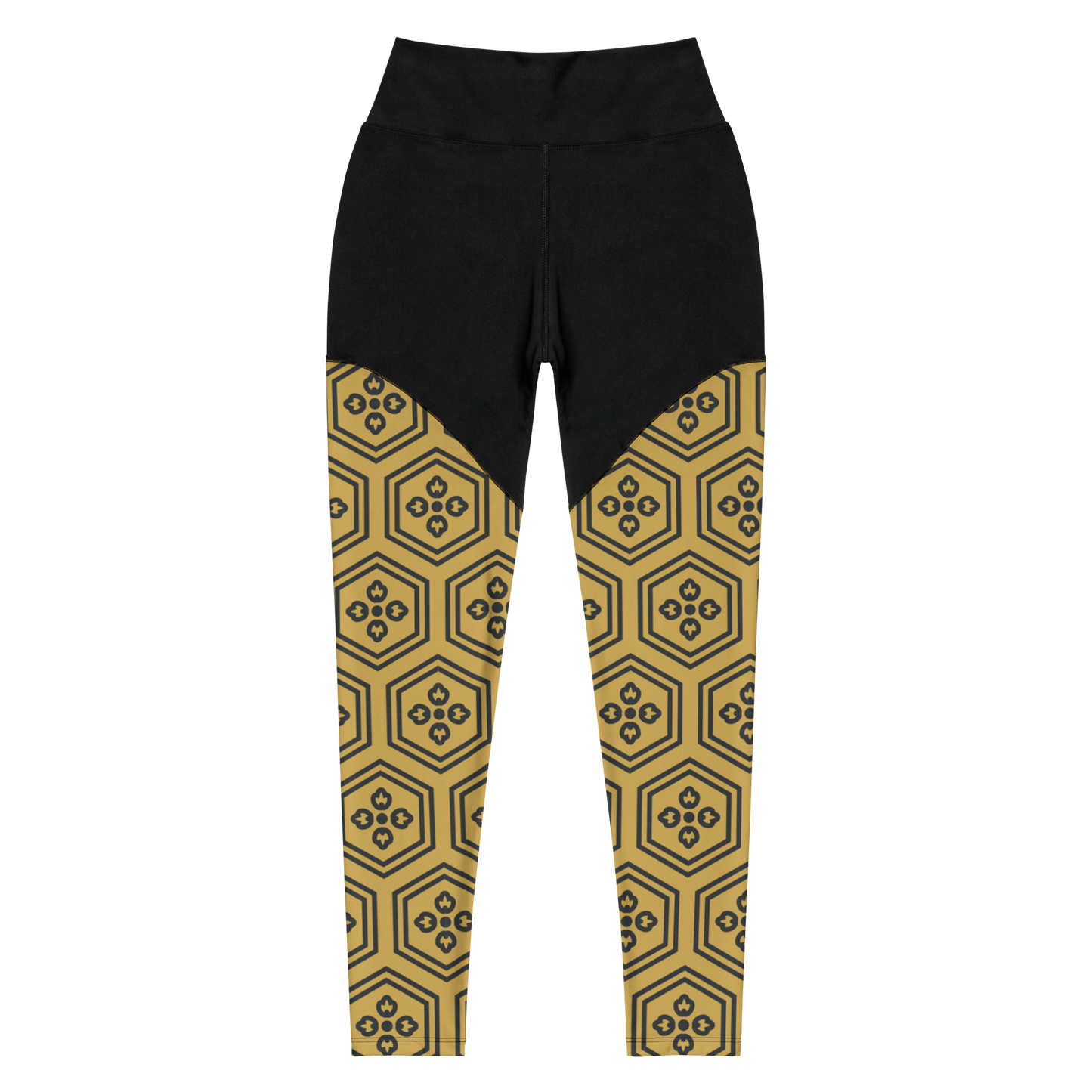 Gold Kikkou Sports Leggings - Oni Threads