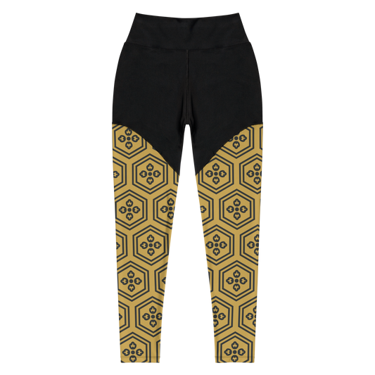 Gold Kikkou Sports Leggings - Oni Threads