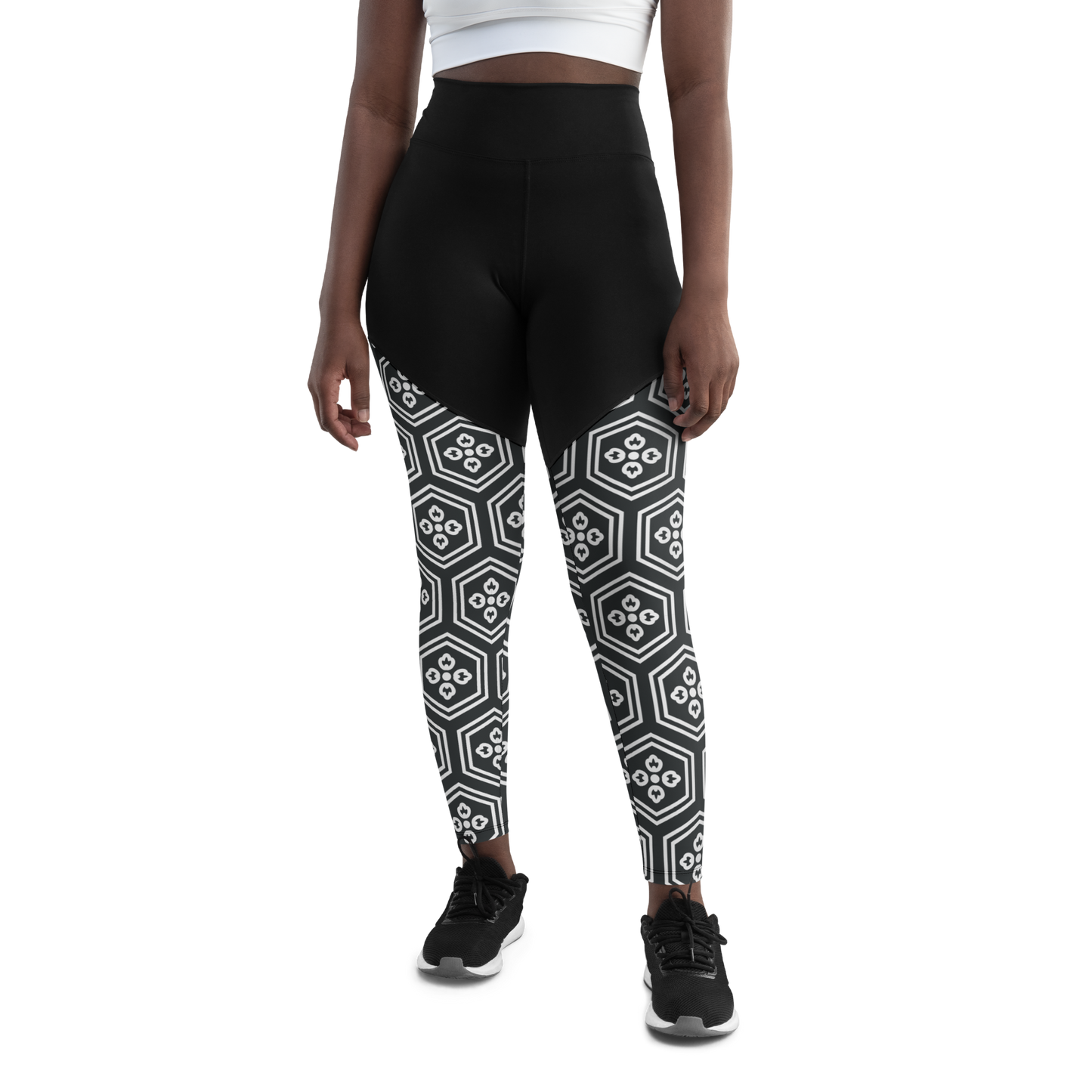 Charcoal Kikkou Sports Leggings - Oni Threads