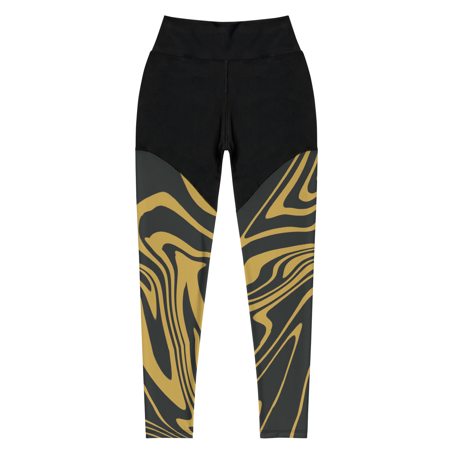 Gold Suminagashi Sports Leggings - Oni Threads