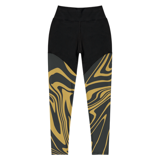 Gold Suminagashi Sports Leggings - Oni Threads