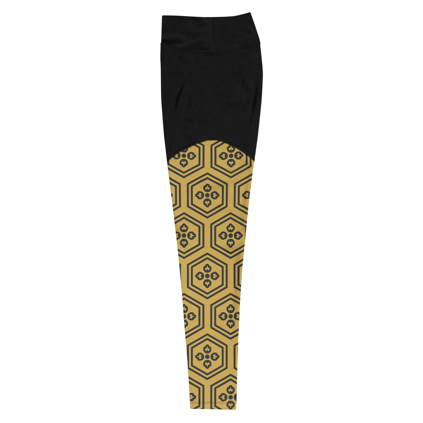 Gold Kikkou Sports Leggings - Oni Threads