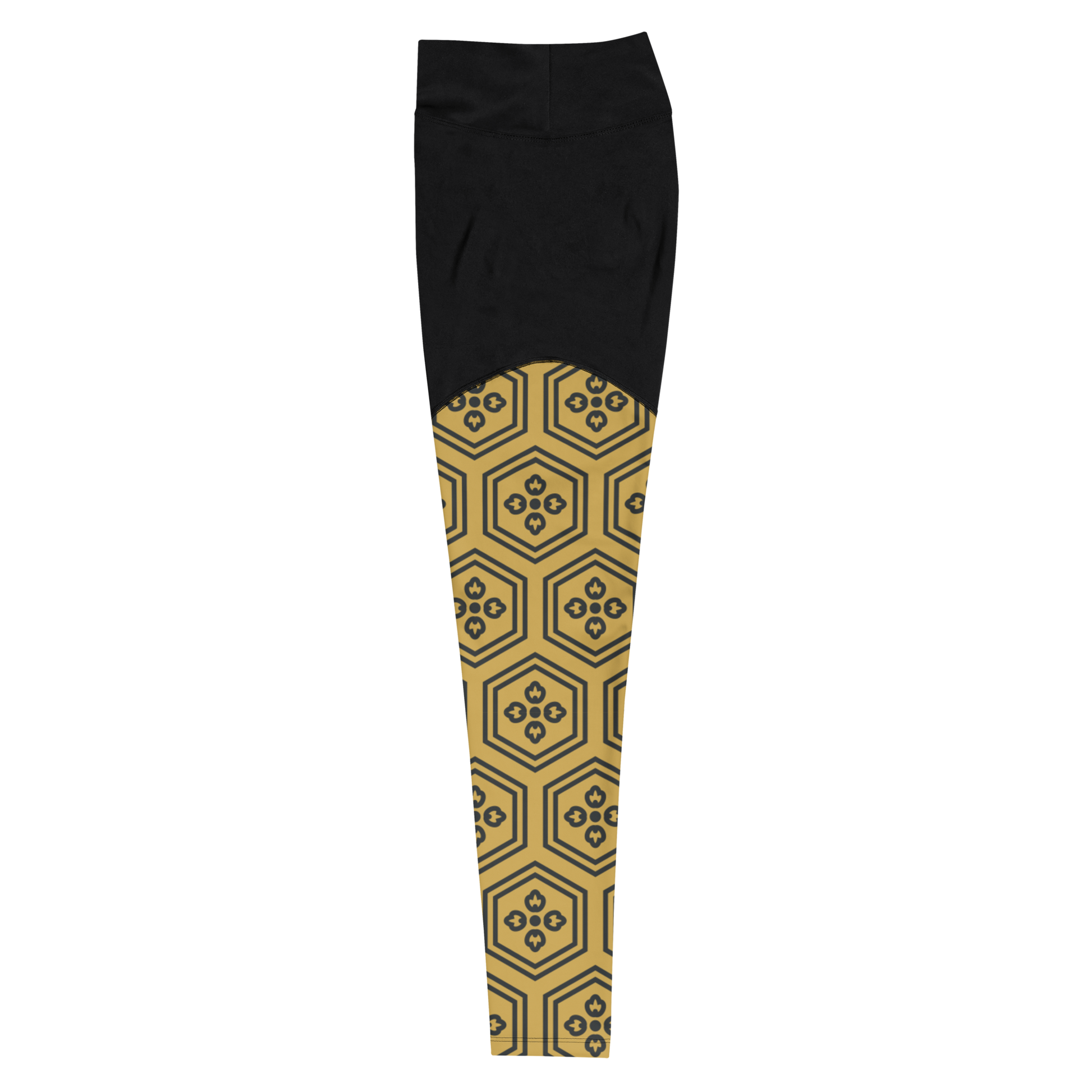 Gold Kikkou Sports Leggings - Oni Threads