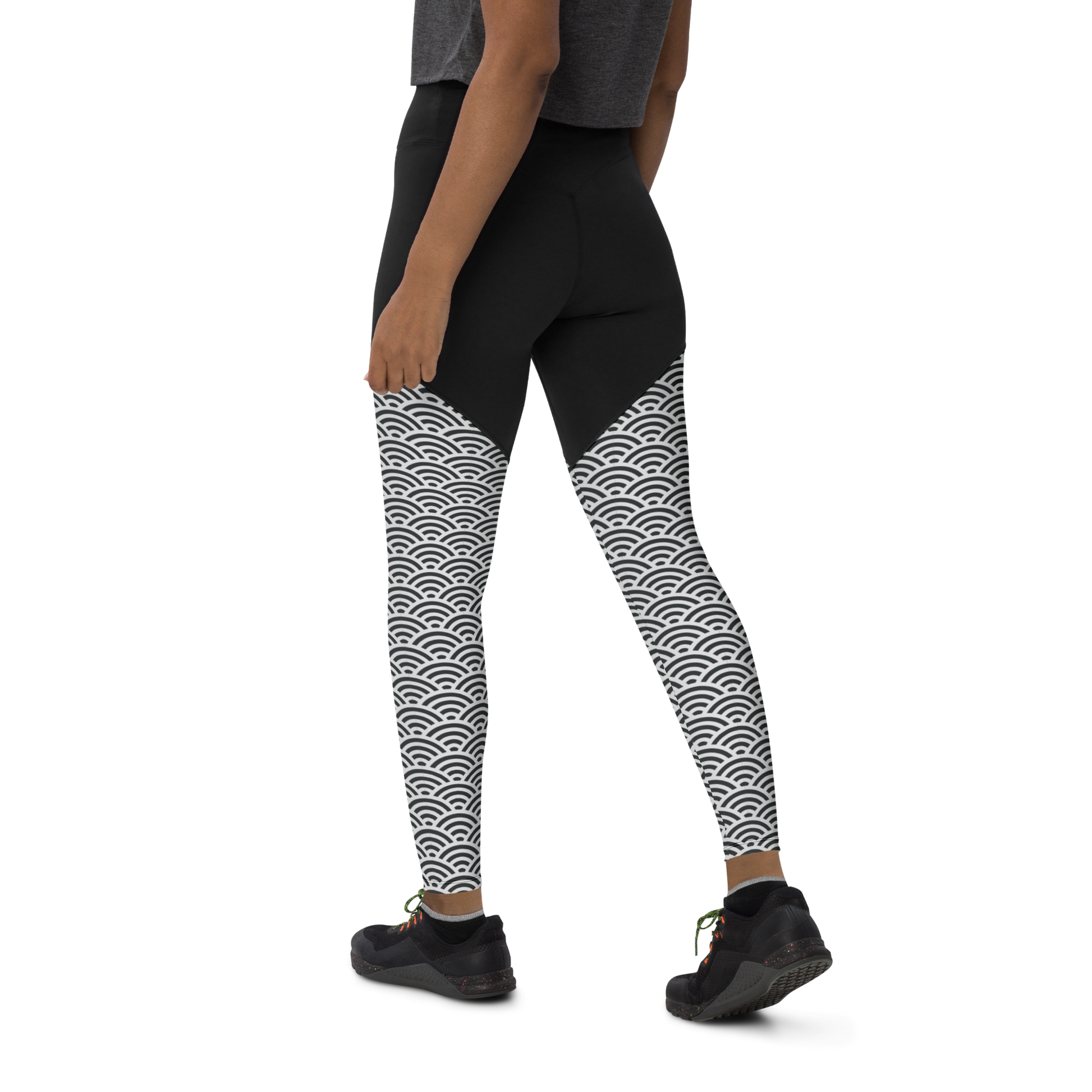 White Seigaiha Sports Leggings - Oni Threads