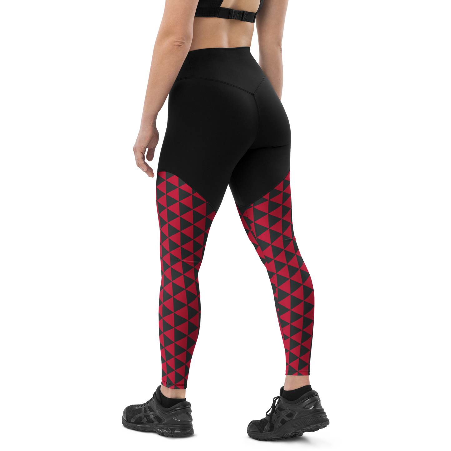 Red Uroko Sports Leggings - Oni Threads