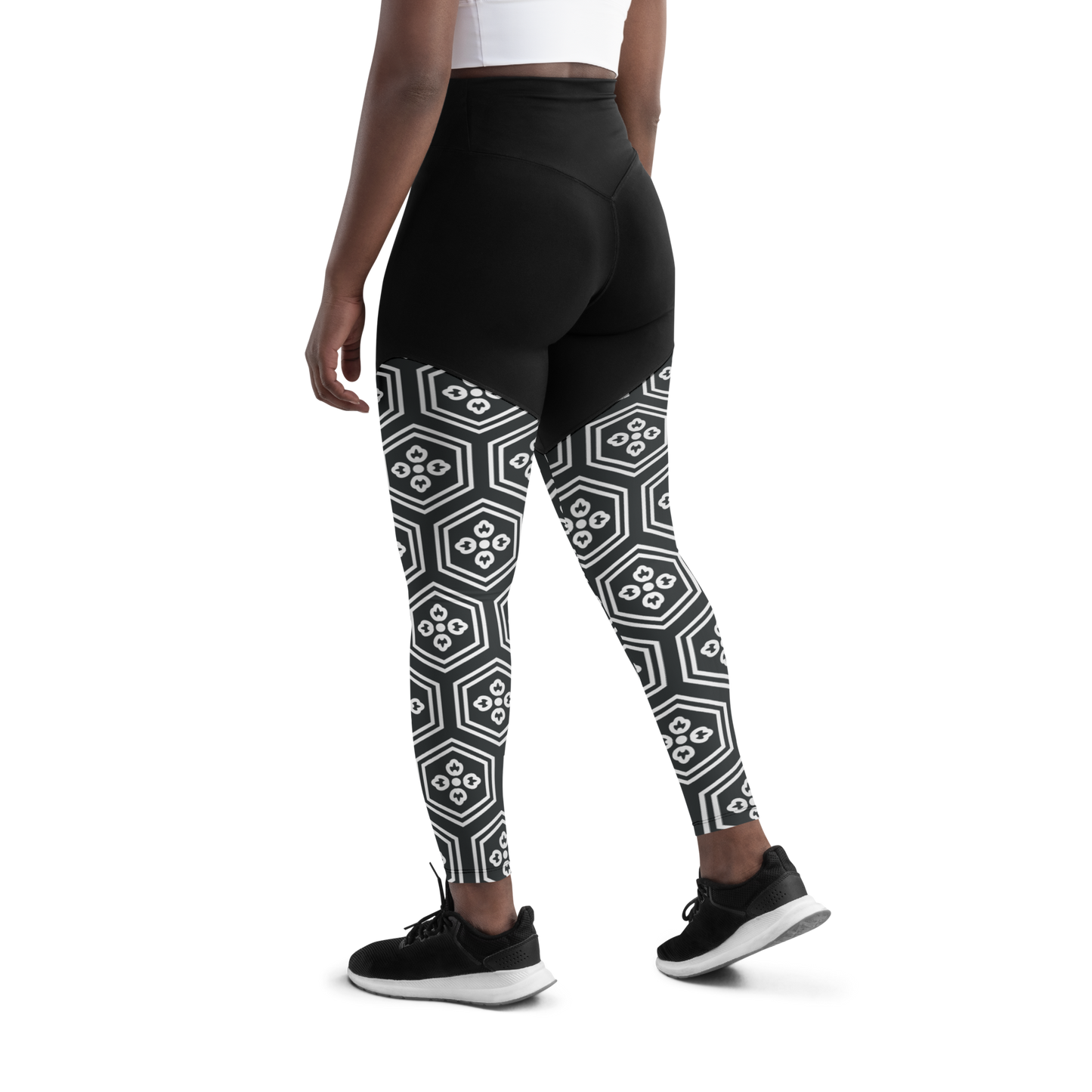 Charcoal Kikkou Sports Leggings - Oni Threads