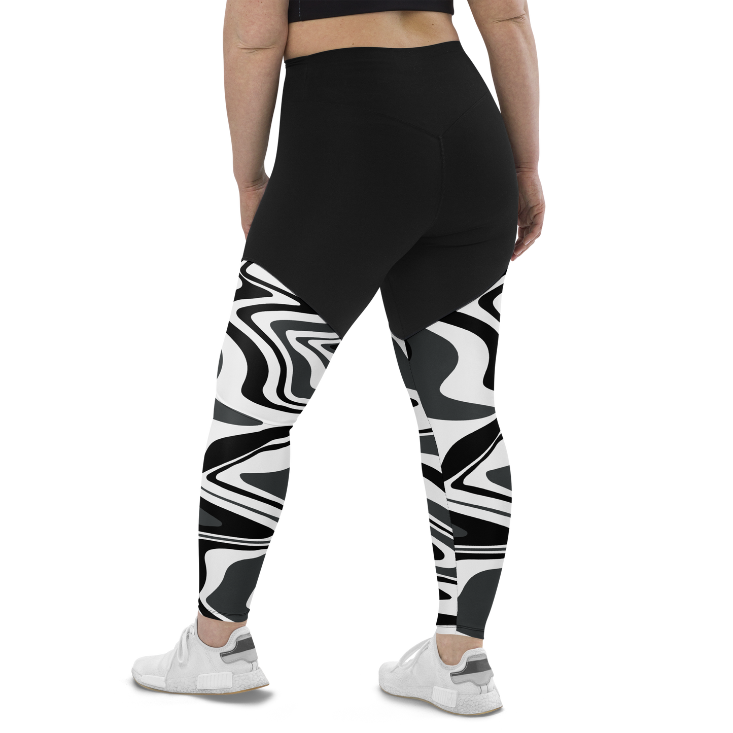 Charcoal Suminagashi Sports Leggings - Oni Threads