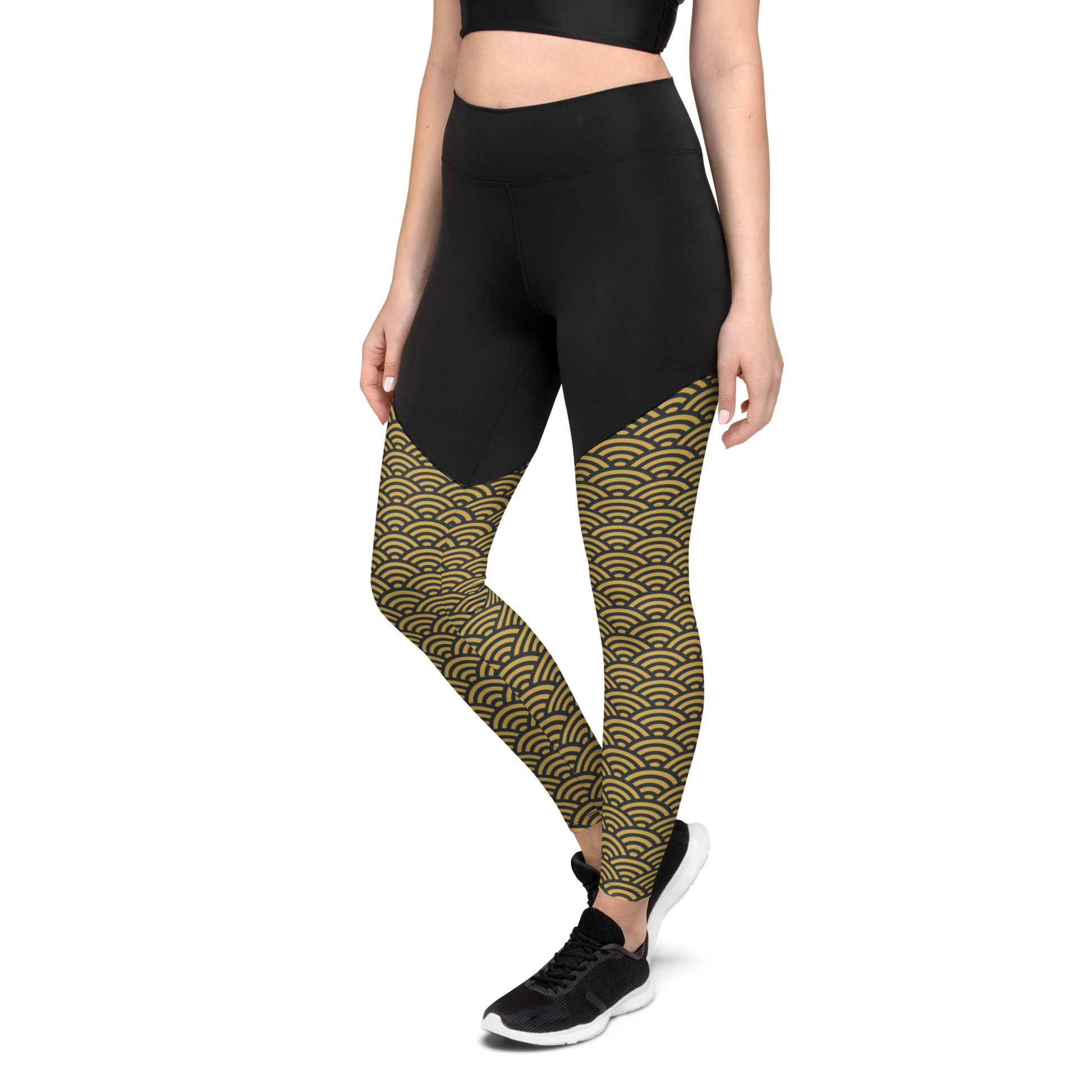 Gold Seigaiha Sports Leggings - Oni Threads