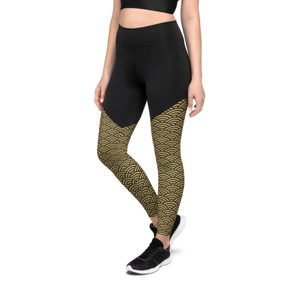 Gold Seigaiha Sports Leggings - Oni Threads