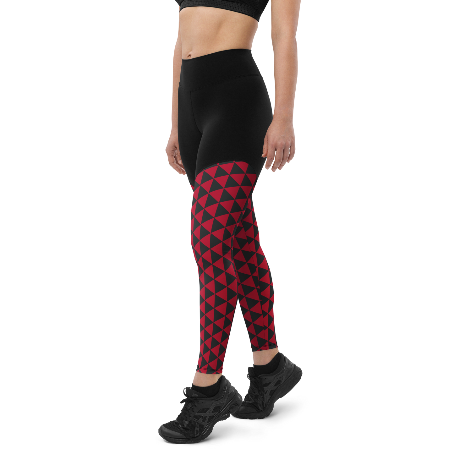 Red Uroko Sports Leggings - Oni Threads