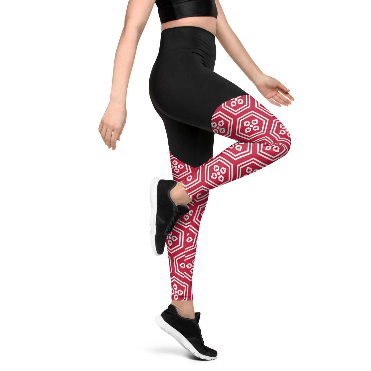 Red Kikkou Sports Leggings - Oni Threads