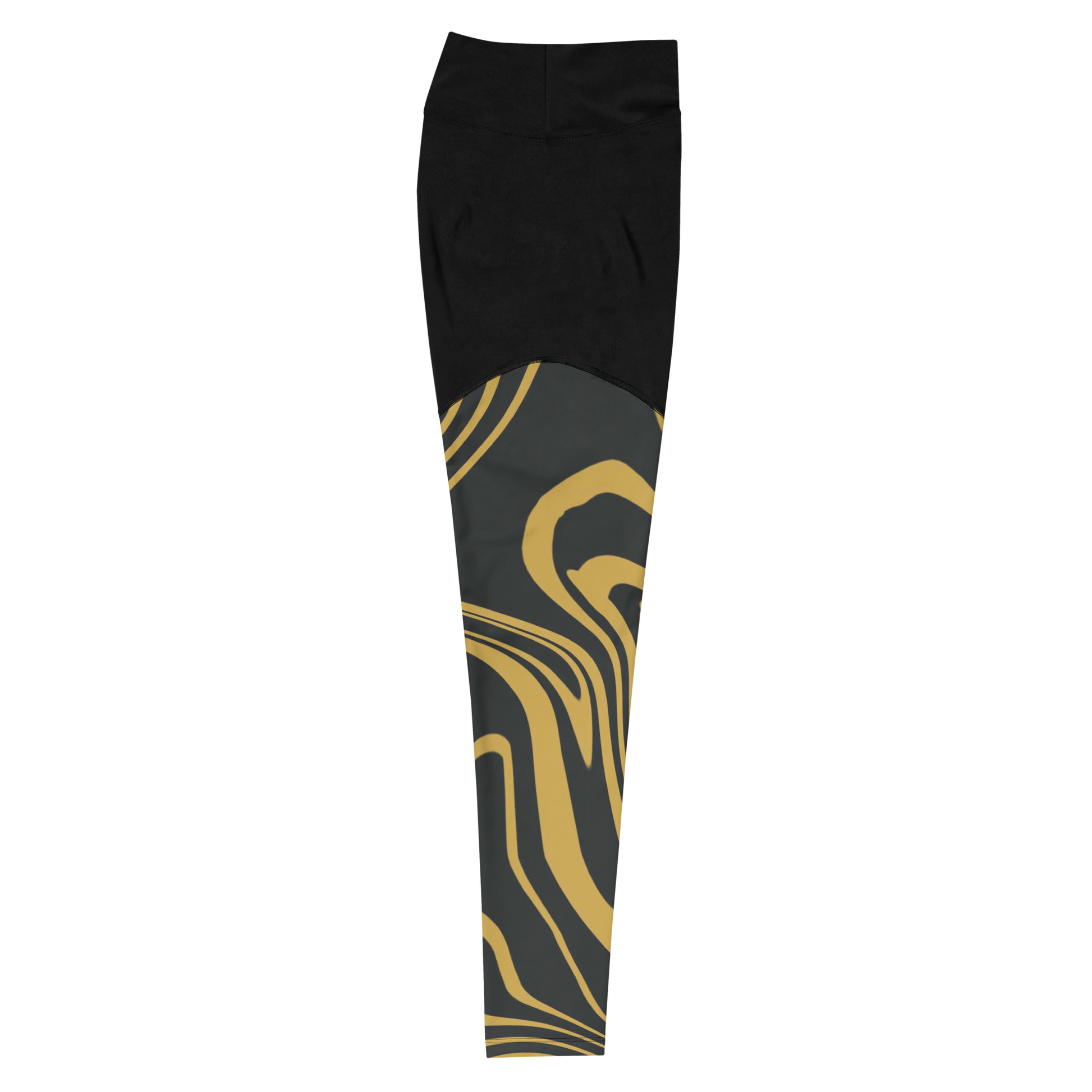 Gold Suminagashi Sports Leggings - Oni Threads